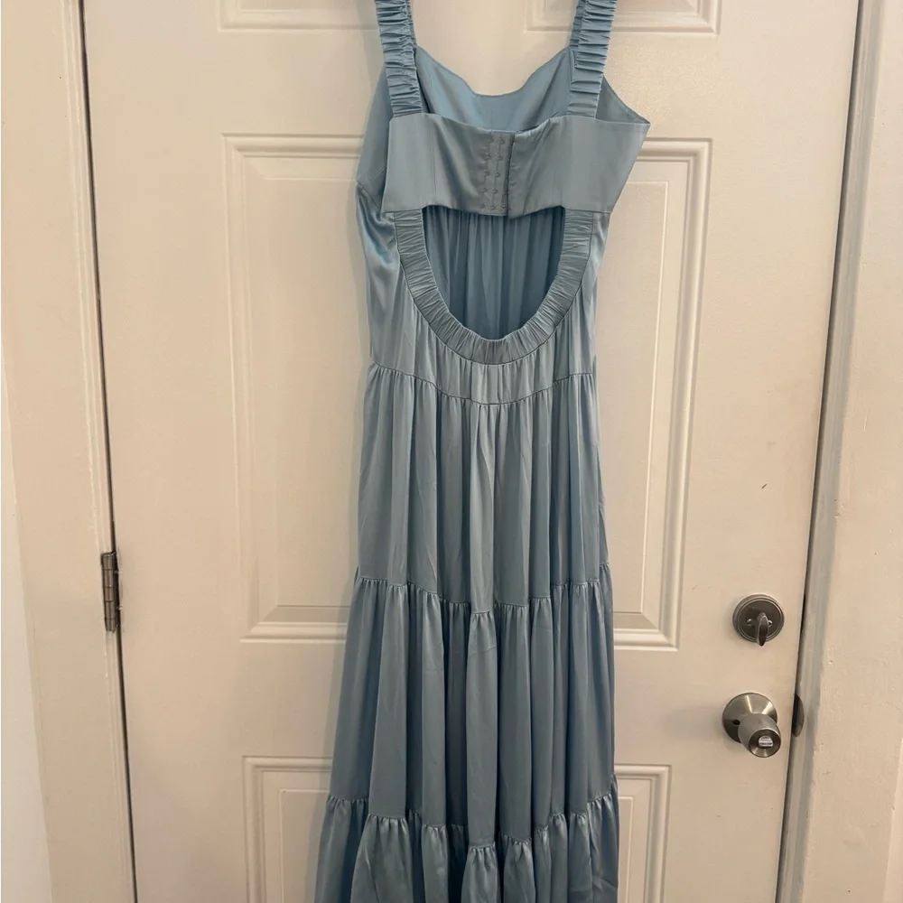 Cinq a sept silk baby blue tiered dress - Picture 7 of 9